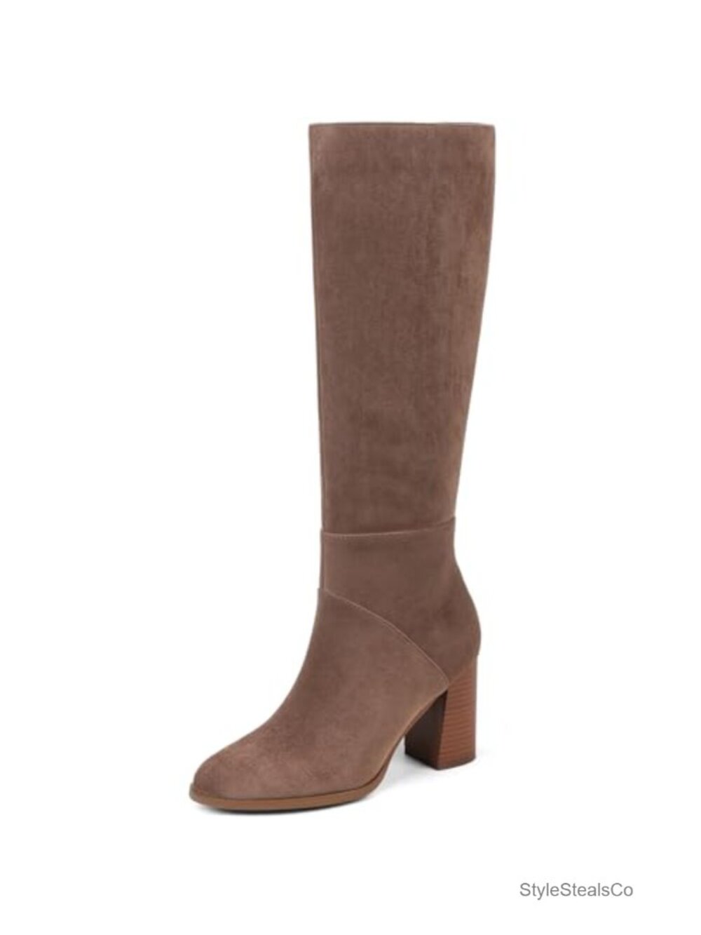 Faux Suede Knee High Boots Chunky Block Heel Square Toe Women's Fall Boots